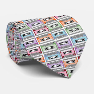 Pastel Retro Cassette Tapes Pattern Tie