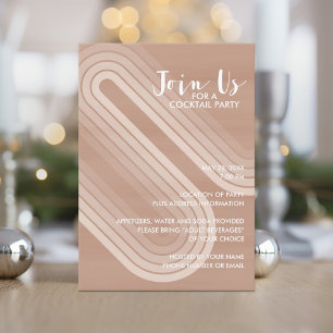 Pastel Retro Curvy Lines Champagne - Holiday Party Invitation