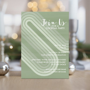 Pastel Retro Curvy Lines Juniper - Holiday Party Invitation