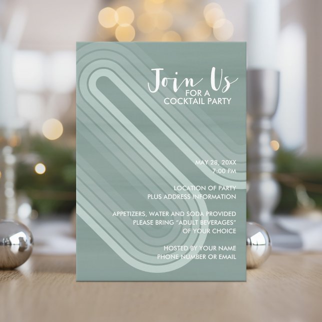 Pastel Retro Curvy Lines Pastel - Holiday Party Invitation (Holiday invitation with boho stripes and pastel colors.)