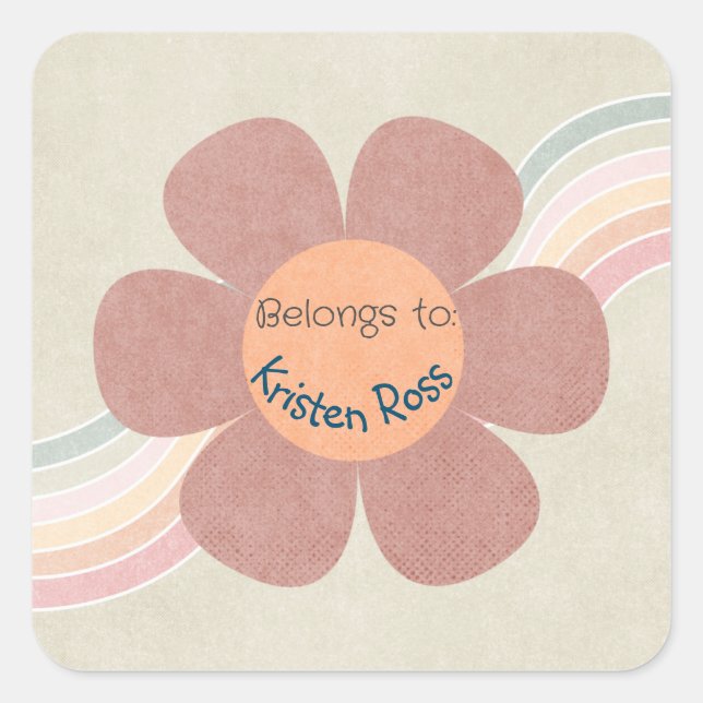 Pastel Retro Daisies & Rainbows belongs to Sticker (Front)