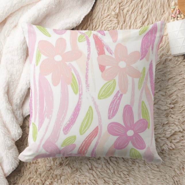 Pastel Retro Floral (10) Cushion (Blanket)
