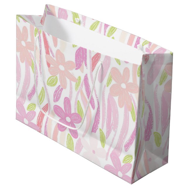Pastel Retro Floral (10) Large Gift Bag (Front Angled)