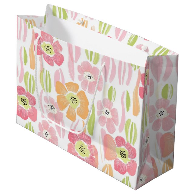 Pastel Retro Floral (1) Large Gift Bag (Front Angled)