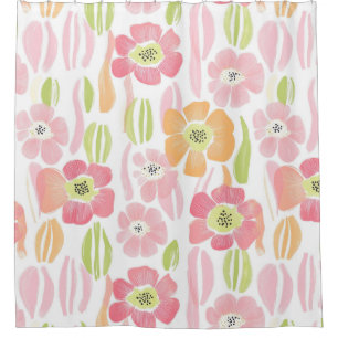 Pastel Retro Floral (1) Shower Curtain