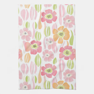 Pastel Retro Floral (1) Tea Towel