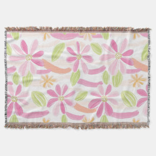 Pastel Retro Floral (2) Throw Blanket
