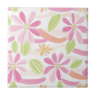 Pastel Retro Floral (2) Tile