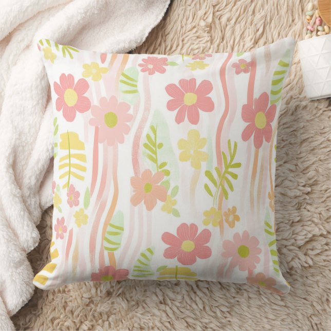 Pastel Retro Floral (3) Cushion (Blanket)