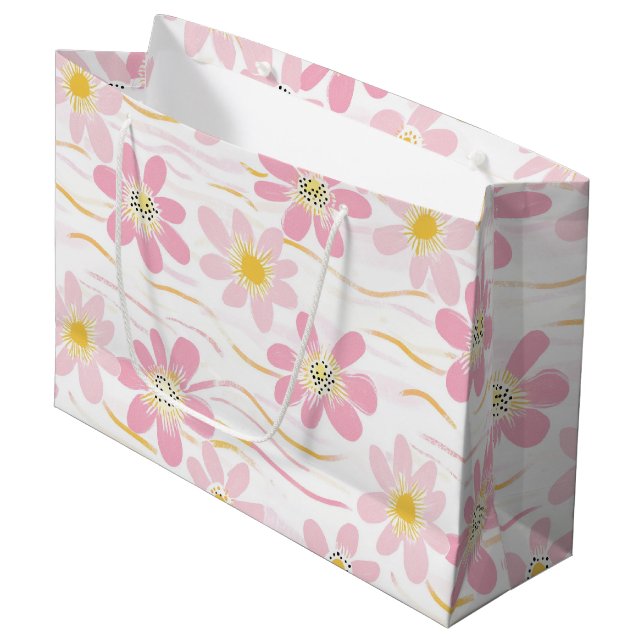 Pastel Retro Floral (4) Large Gift Bag (Front Angled)