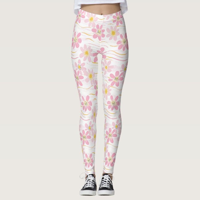 Pastel Retro Floral (4) Leggings (Front)