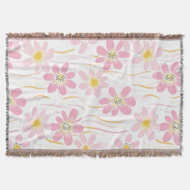 Pastel Retro Floral (4) Throw Blanket (Front)