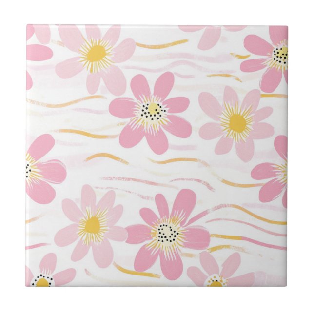 Pastel Retro Floral (4) Tile (Front)