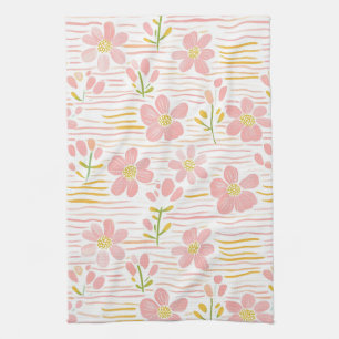 Pastel Retro Floral (6) Tea Towel