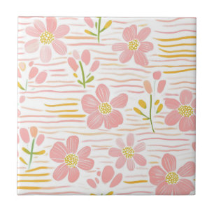 Pastel Retro Floral (6) Tile