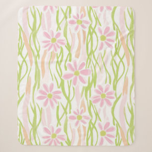 Pastel Retro Floral (8) Sherpa Blanket