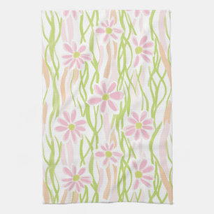 Pastel Retro Floral (8) Tea Towel