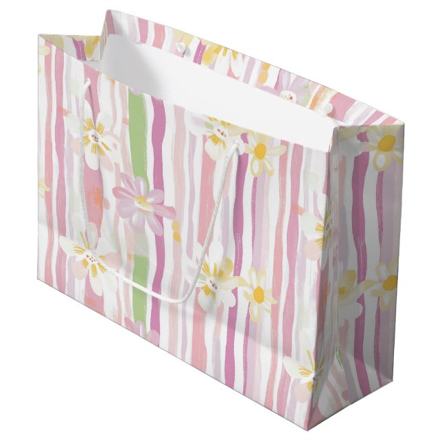 Pastel Retro Floral (9) Large Gift Bag (Front Angled)
