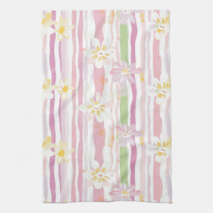 Pastel Retro Floral (9) Tea Towel