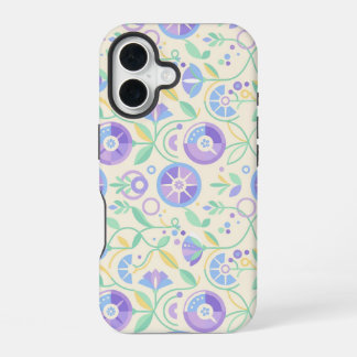 Pastel Retro Floral Pattern Lavender Mint iPhone 16 Case