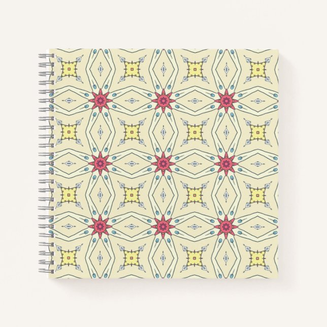 Pastel Retro Geometric Pattern Notebook (Front)