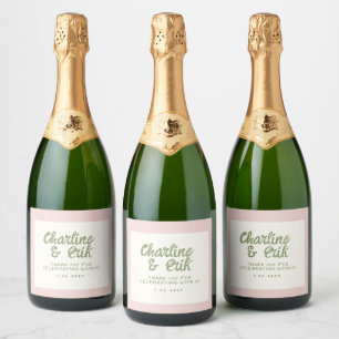 Pastel Retro Handwriting wedding Sparkling Wine La Sparkling Wine Label