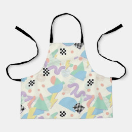 Pastel Retro Memphis Pattern Swirls Apron
