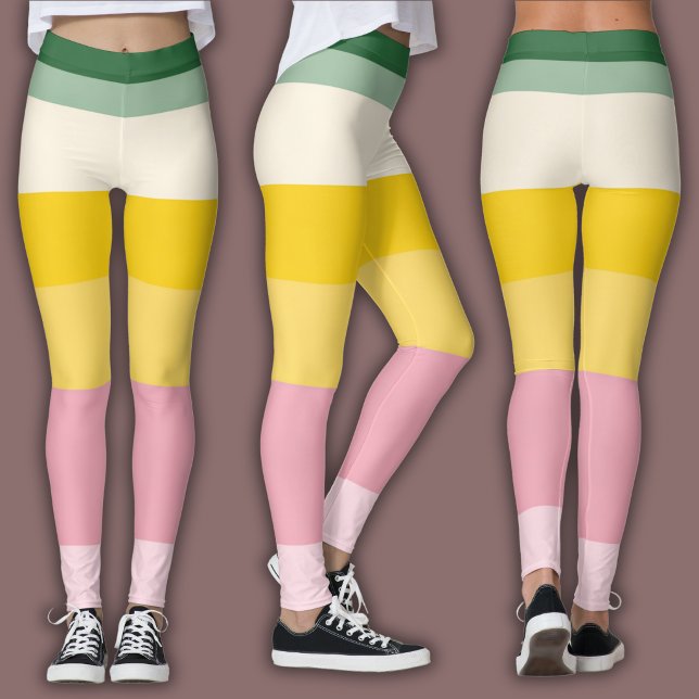 Pastel Retro Pattern | Color Block Leggings (Creator Uploaded)