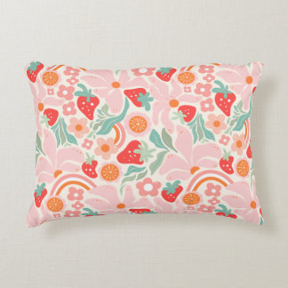 Pastel retro strawberry  decorative cushion