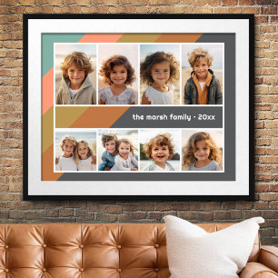 Pastel Retro Stripe - 8 Photo Collage Poster