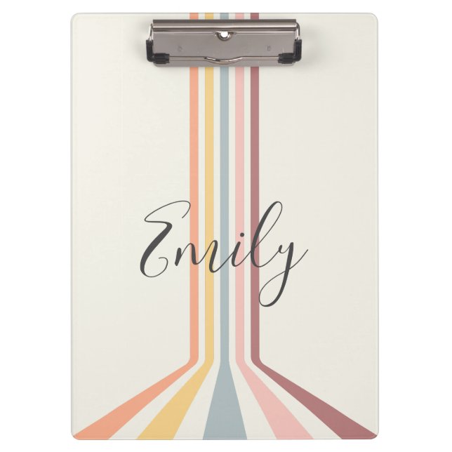 Pastel retro style stripes design clipboard (Front)