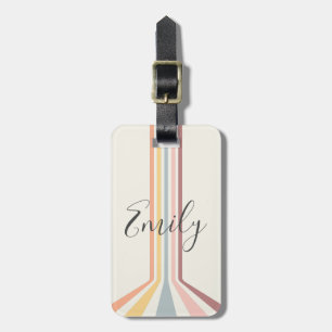 Pastel retro style stripes design luggage tag