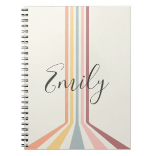 Pastel retro style stripes design notebook