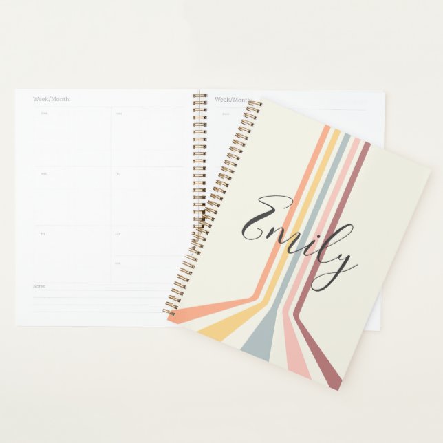 Pastel retro style stripes design planner (Display)