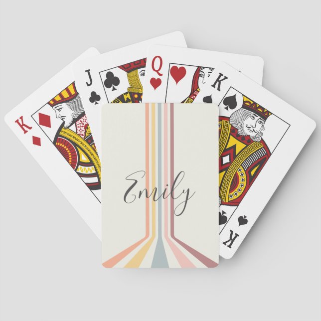 Pastel retro style stripes design playing cards (Back)