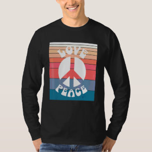 Pastel Retro Vintage 60s 70s Hippie Of Peace Sign  T-Shirt