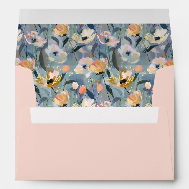Pastel Retro Vintage Floral Envelope (Back (Bottom))