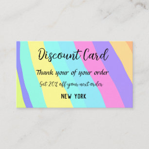 PASTEL RETRO VINTAGE WAVY SCRIPT ABSTRACT BOHO DISCOUNT CARD