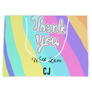 PASTEL RETRO VINTAGE WAVY SCRIPT ABSTRACT BOHO LARGE GIFT BAG
