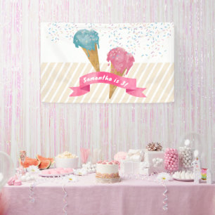 Pastel Retro Watercolor Ice Cream & Sprinkles Banner