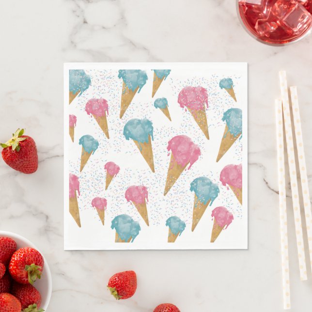 Pastel Retro Watercolor Ice Cream & Sprinkles   Napkin (Insitu)