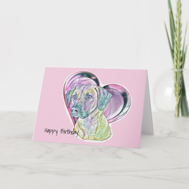Pastel Rhodesian Ridgeback Stained Glass Heart    Card (Front)