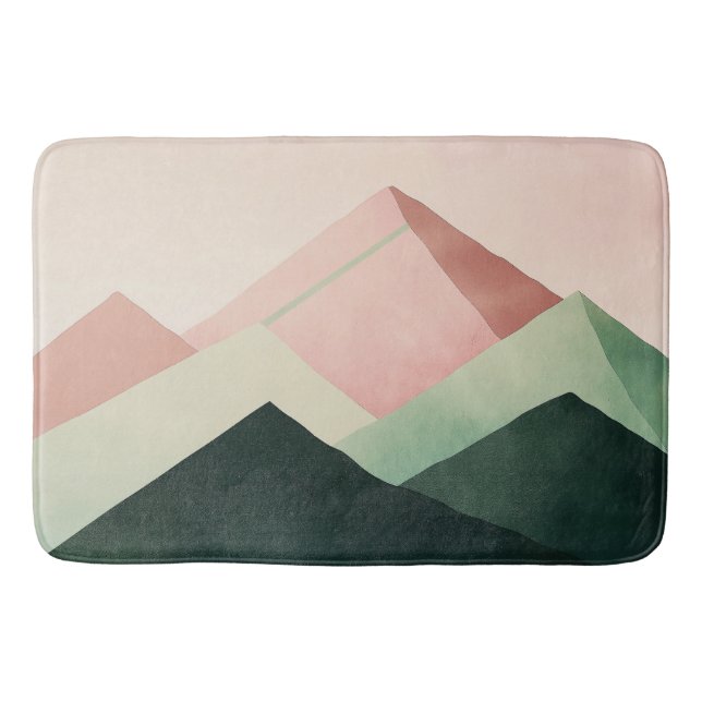 Pastel Ridge – Geometric Mountain Landscape #1 Bath Mat (Front)