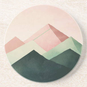 Pastel Ridge – Geometric Mountain Landscape #1 Coaster
