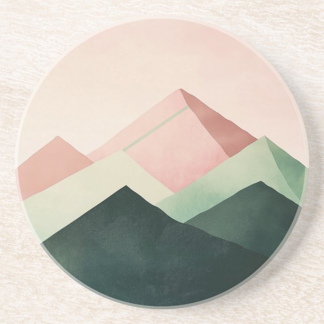 Pastel Ridge – Geometric Mountain Landscape #1 Coaster (Front)