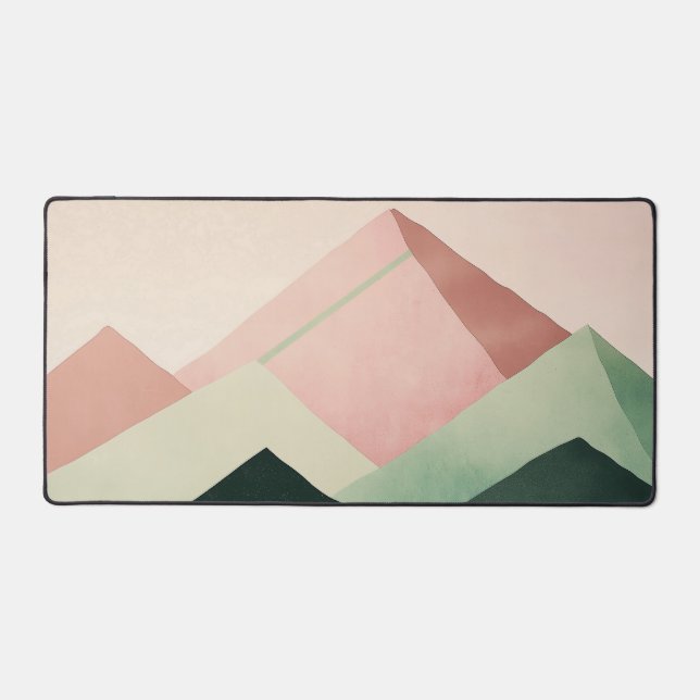 Pastel Ridge – Geometric Mountain Landscape #1 Desk Mat (Front)