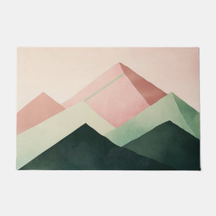 Pastel Ridge – Geometric Mountain Landscape #1 Doormat