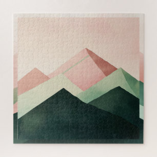 Pastel Ridge – Geometric Mountain Landscape #1 Jigsaw Puzzle