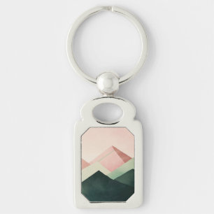 Pastel Ridge – Geometric Mountain Landscape #1 Key Ring