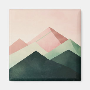 Pastel Ridge – Geometric Mountain Landscape #1 Magnet